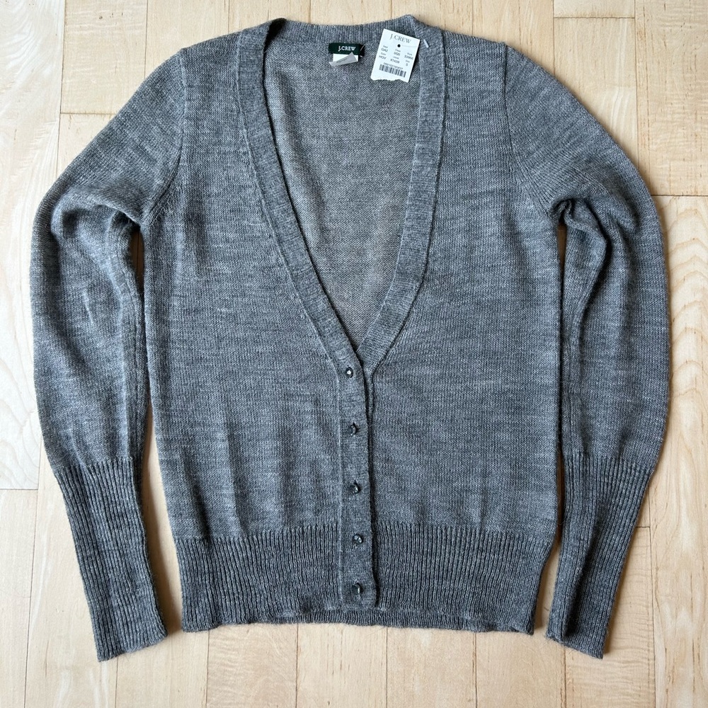 J. Crew Women’s Dulphine Bling Button Gray Cardigan Size Small Alpaca/Wool NWT